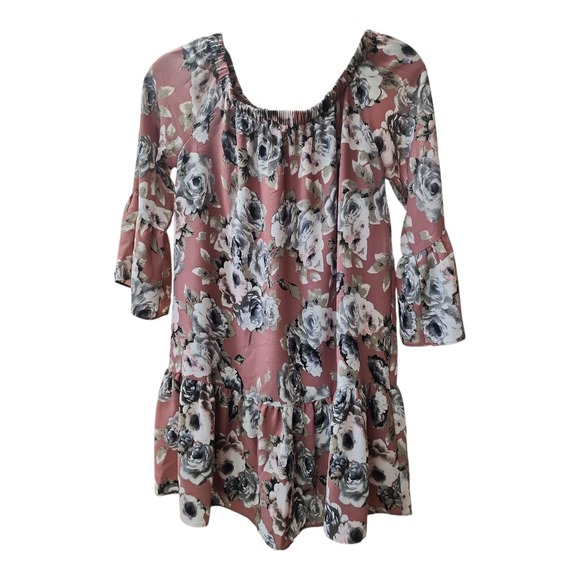 Moa Moa Floral Off Shoulder Ruffle Blouse Pink Top Women M Romantic Boho Chic - Picture 1 of 10